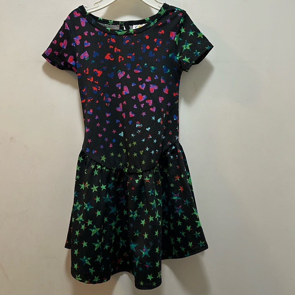 Dot Dot Smile dress size 2T drop waist black with colorful stars - NWOT!